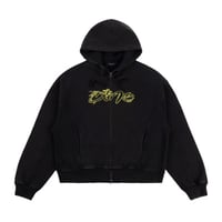 Dime Distressed Terry Zip Hoodie - Acid Black