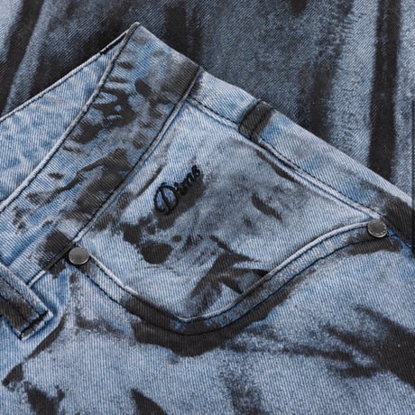 Dime Relaxed Denim Pants - Light Blue (Black Paint)