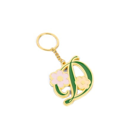 Dime Oversized Floral Keychain - Gold
