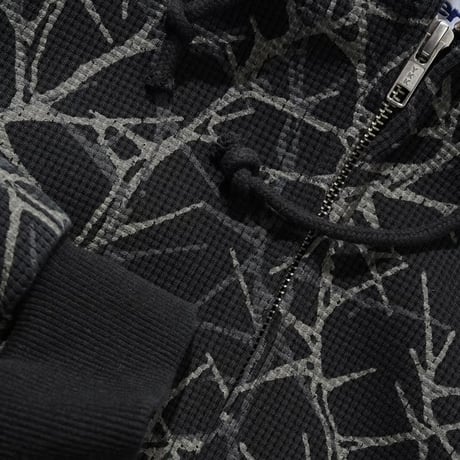 Butter Goods Thorn Camo Waffle Zip-Thru Hood - Black