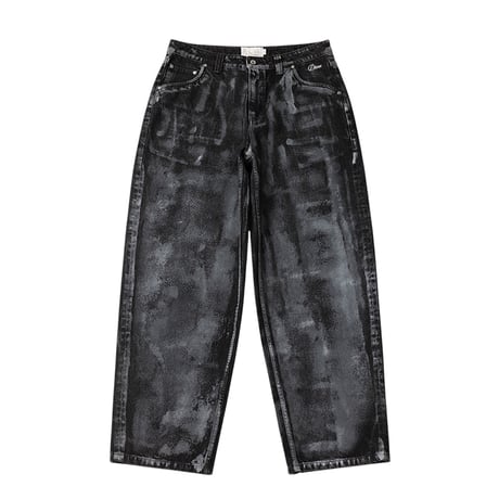 Dime Baggy Denim Pants - Black (White Paint)