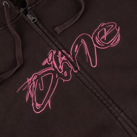 Dime Distressed Terry Zip Hoodie - Acid Brown