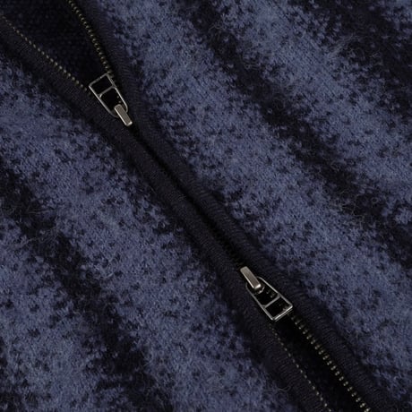 Dime Mohair Striped Zip Hoodie - Blue