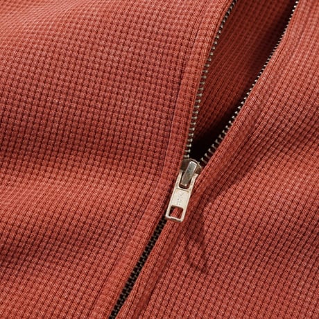 Butter Goods Bleach Waffle Zip Thru Hood - Rust