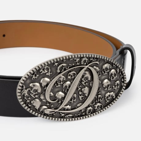 Dime Skull Leather Belt - Black