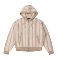 Dime Mohair Striped Zip Hoodie - Cream