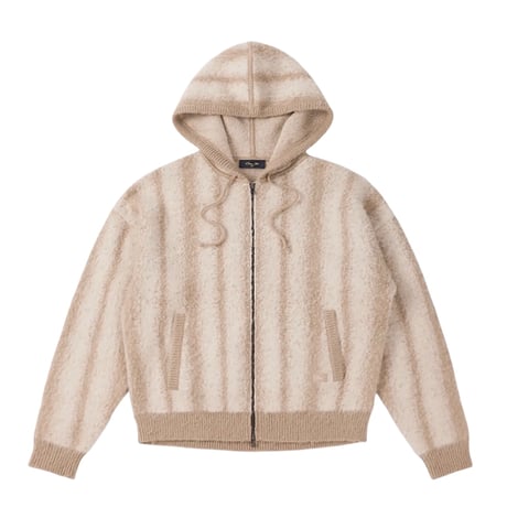 Dime Mohair Striped Zip Hoodie - Cream