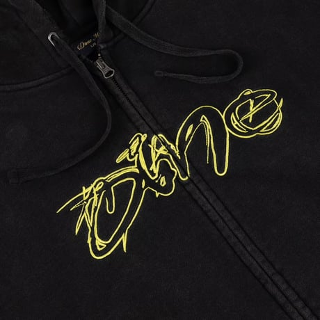 Dime Distressed Terry Zip Hoodie - Acid Black