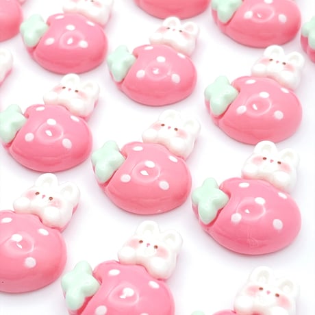 Ｎｏ．519  うさぎ  いちご  アニマル   パーツ  デコパーツ