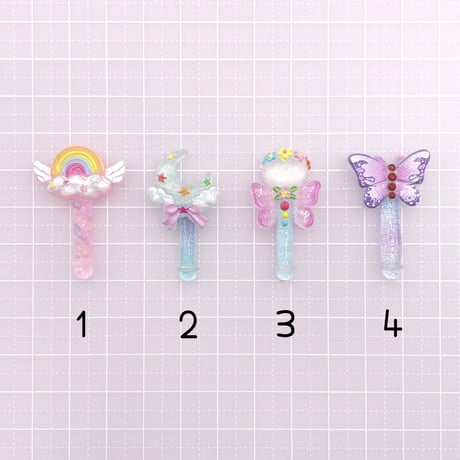 Ｎｏ．1058  魔法  ステッキ 虹  月 パーツ デコパーツ