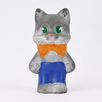 ソビエト　年代不明　蝶ネクタイをした猫　ソフビ　人形　高さ12cm