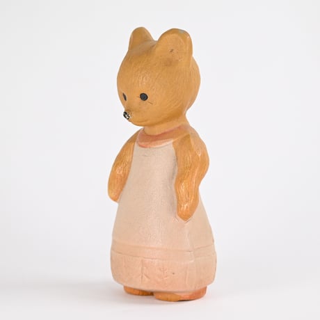 ソビエト　年代不明　スカートを履いたくま　ソフビ　人形　高さ15cm