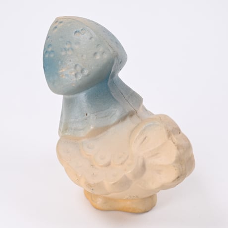 ソビエト　年代不明　水色の頭巾のニワトリ　人形　高さ12cm