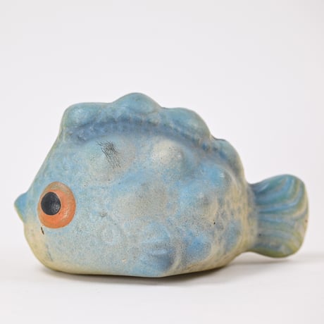 ソビエト　年代不明　青いフグ　ソフビ　全長11cm