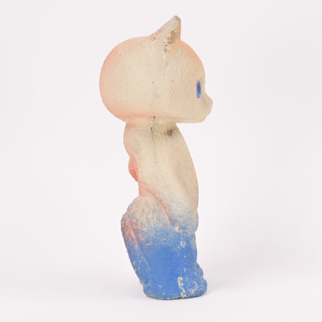 ソビエト　年代不明　青いズボンの猫　ソフビ　人形　高さ13cm