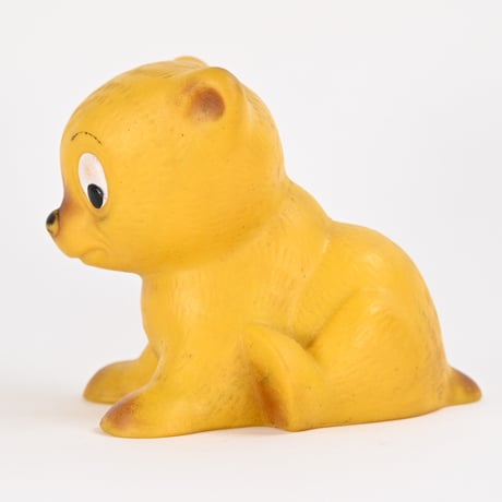ソビエト　年代不明　山吹色の子犬　ソフビ　人形　高さ10cm