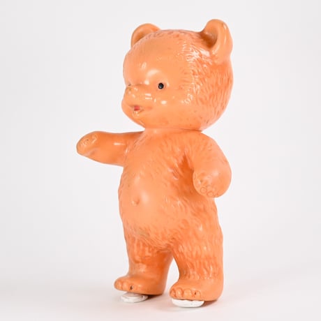 チェコ　1970年代　オレンジ色のクマ　ソフビ　高さ16.5cm