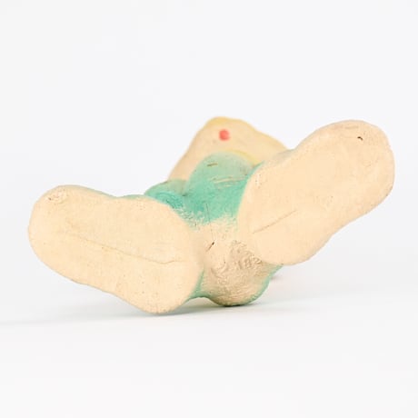 ソビエト　年代不明　緑色ズボンのうさぎ　ソフビ　人形　高さ17cm