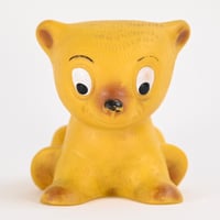 ソビエト　年代不明　山吹色の子犬　ソフビ　人形　高さ10cm