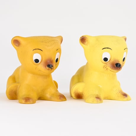 ソビエト　年代不明　山吹色の子犬　ソフビ　人形　高さ10cm