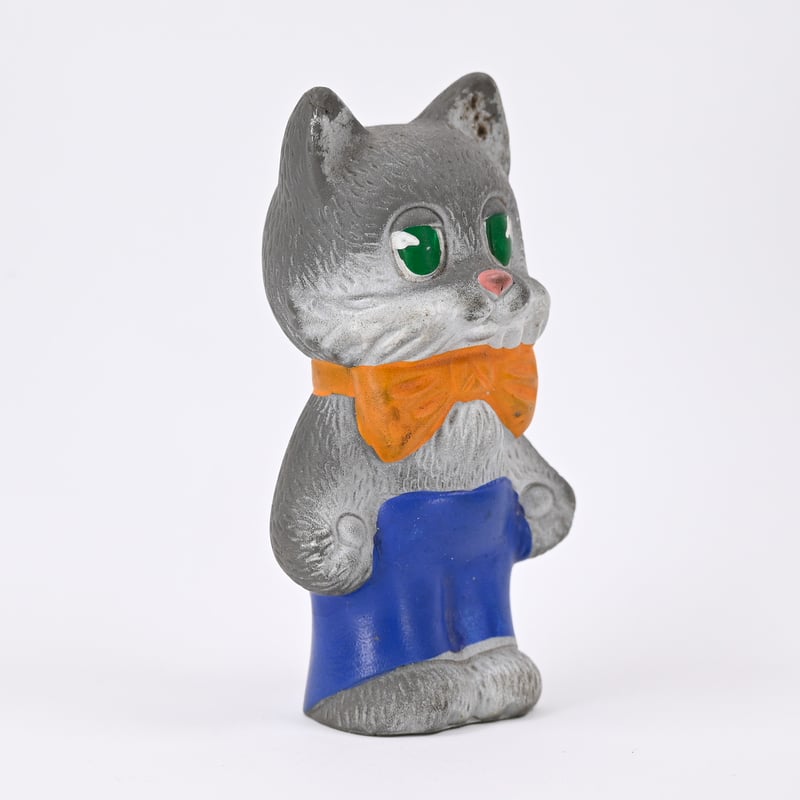 ソビエト 年代不明 蝶ネクタイをした猫 ソフビ 人形 高さ12cm | こぐま舎