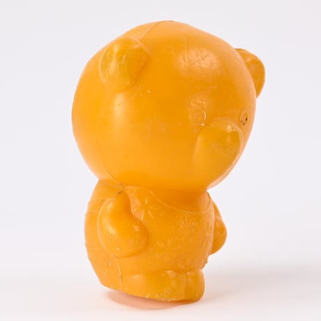 ソビエト　年代不明　みかん色のこぐま　くま　プラスチック　人形　高さ10.5cm
