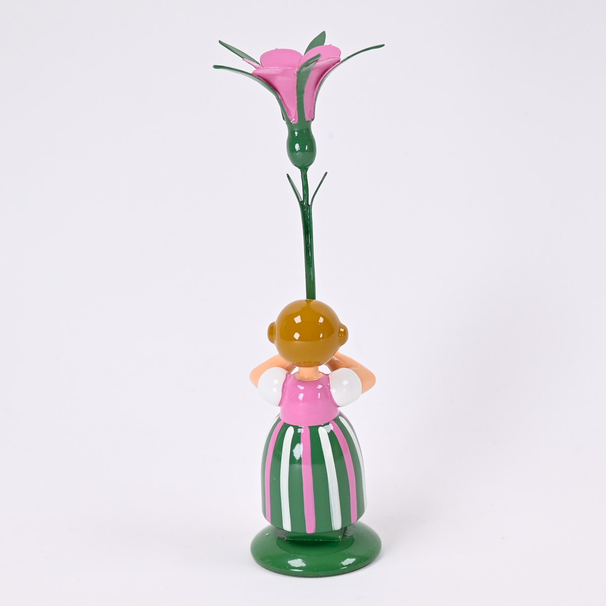 ドイツ ザイフェン エルツ地方 お花を持つ人形 木製 1036 Rosa Winde