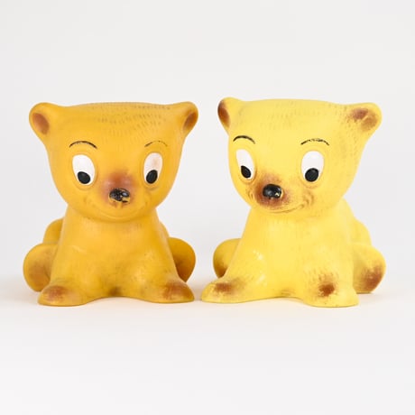 ソビエト　年代不明　山吹色の子犬　ソフビ　人形　高さ10cm