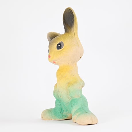 ソビエト　年代不明　緑色ズボンのうさぎ　ソフビ　人形　高さ17cm