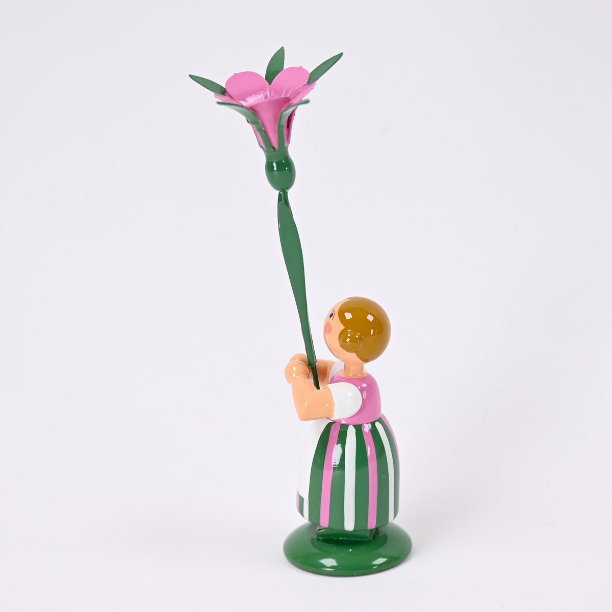 ドイツ ザイフェン エルツ地方 お花を持つ人形 木製 1036 Rosa Winde