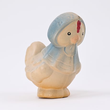 ソビエト　年代不明　水色の頭巾のニワトリ　人形　高さ12cm