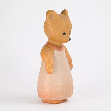 ソビエト　年代不明　スカートを履いたくま　ソフビ　人形　高さ15cm