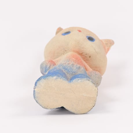 ソビエト　年代不明　青いズボンの猫　ソフビ　人形　高さ13cm