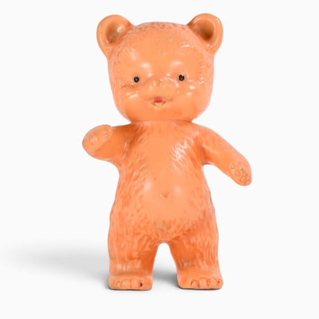 チェコ　1970年代　オレンジ色のクマ　ソフビ　高さ16.5cm