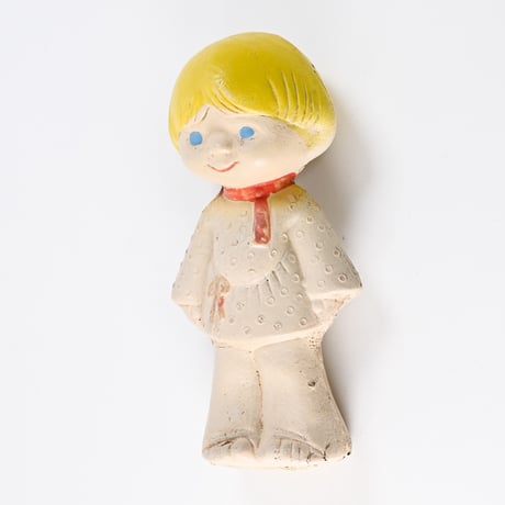 ソビエト　年代不明　青い目の子ども　ソフビ　人形　高さ13.5cm