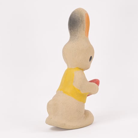 ソビエト　年代不明　にんじんを持ったオレンジ耳うさぎ　ソフビ　人形　高さ19cm