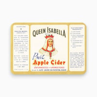 アメリカ　QUEEN ISABELLA Pure Apple Cider　ドリンクのラベル