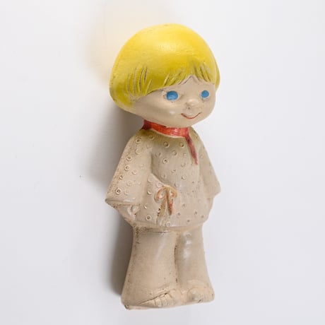ソビエト　年代不明　青い目の子ども　ソフビ　人形　高さ13.5cm