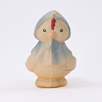 ソビエト　年代不明　水色の頭巾のニワトリ　人形　高さ12cm