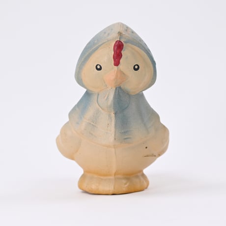 ソビエト　年代不明　水色の頭巾のニワトリ　人形　高さ12cm