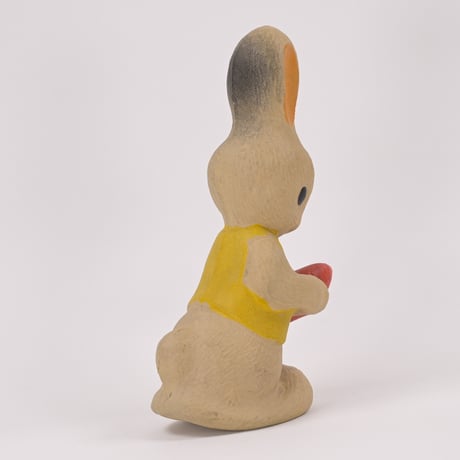 ソビエト　年代不明　にんじんを持ったオレンジ耳うさぎ　ソフビ　人形　高さ19cm