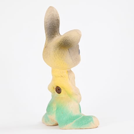 ソビエト　年代不明　緑色ズボンのうさぎ　ソフビ　人形　高さ17cm