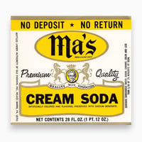 アメリカ　Ma's CREAM SODA　ドリンクのラベル
