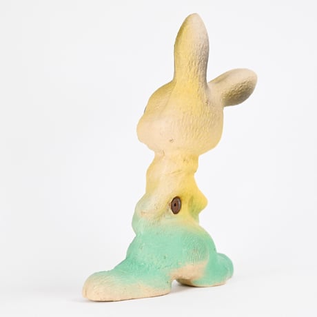 ソビエト　年代不明　緑色ズボンのうさぎ　ソフビ　人形　高さ17cm