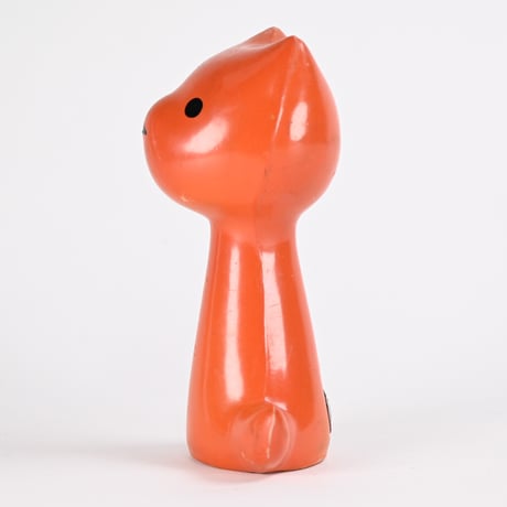 チェコ　ニクロヴァー　ソフビ人形　犬　オレンジ色　1970年代　高さ13cm