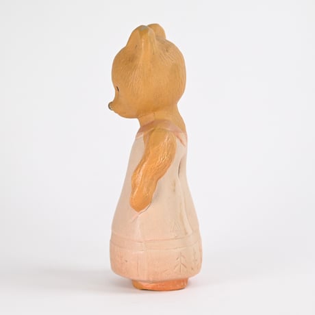 ソビエト　年代不明　スカートを履いたくま　ソフビ　人形　高さ15cm