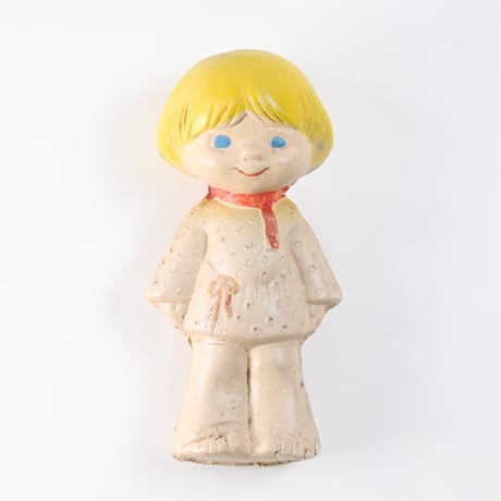 ソビエト　年代不明　青い目の子ども　ソフビ　人形　高さ13.5cm