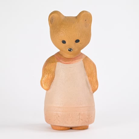ソビエト　年代不明　スカートを履いたくま　ソフビ　人形　高さ15cm