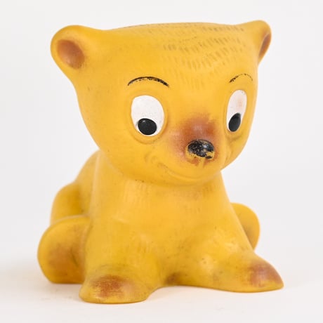 ソビエト　年代不明　山吹色の子犬　ソフビ　人形　高さ10cm