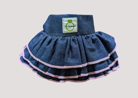 【ご注文の品】フレンチブルドッグ　てんちゃん用　フリルデニムスカート　Lサイズ